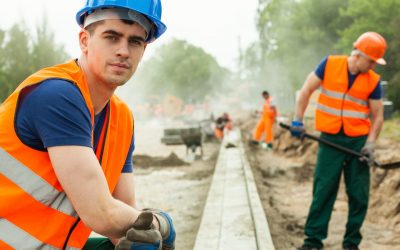 worker looking at camera